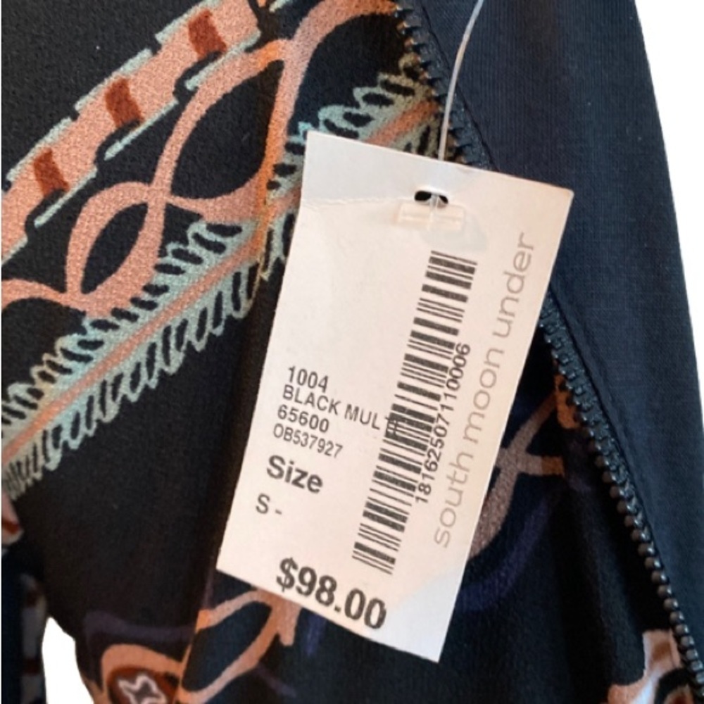 Free People Stella Mini Dress Small Graphic Retro Print Funky Long Sleeve NWT - Picture 10 of 13